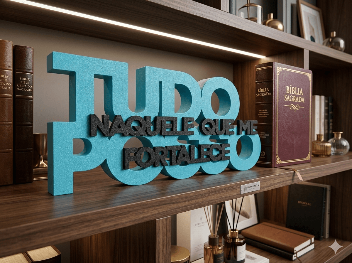 Placa Decorativa “Tudo posso naquele que me fortalece” - Foto 1