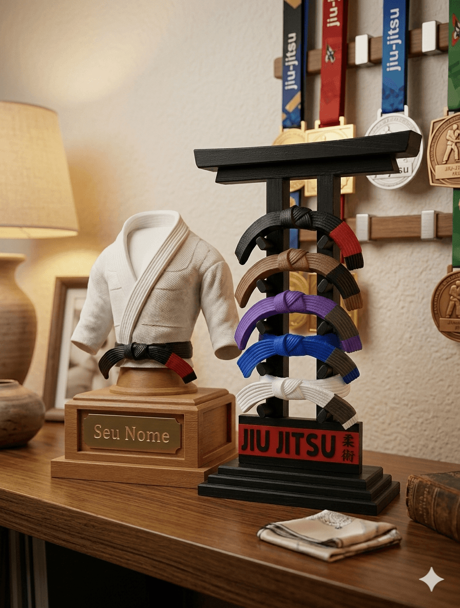 Kit - Troféus Kimono + Rack de Faixas Jiu-Jitsu! - Foto 1