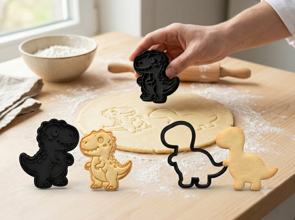 Kit cortadores e carimbos dinossauros kawaii - Foto 1