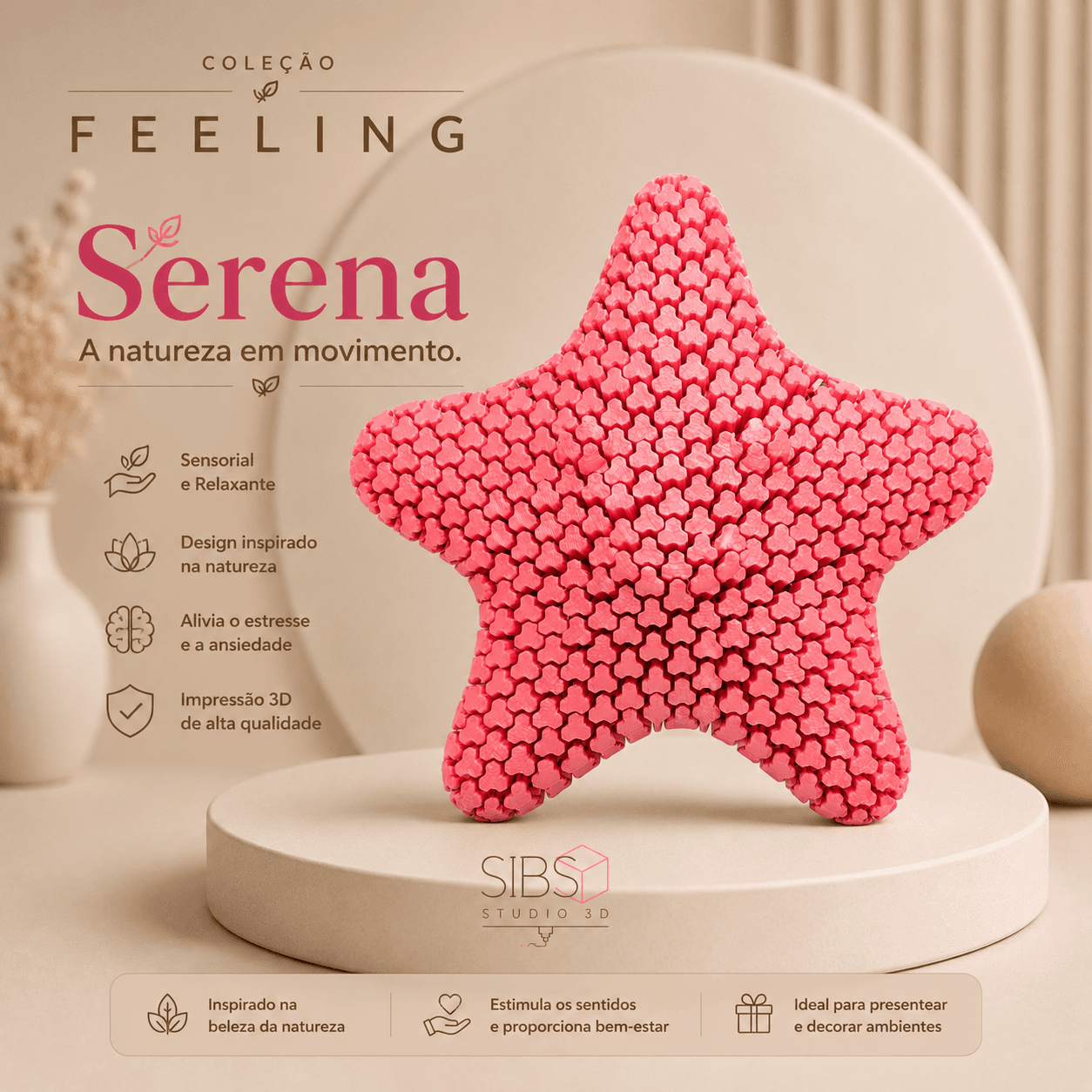 Serena | Estrela Sensorial Flexível para Relaxamento