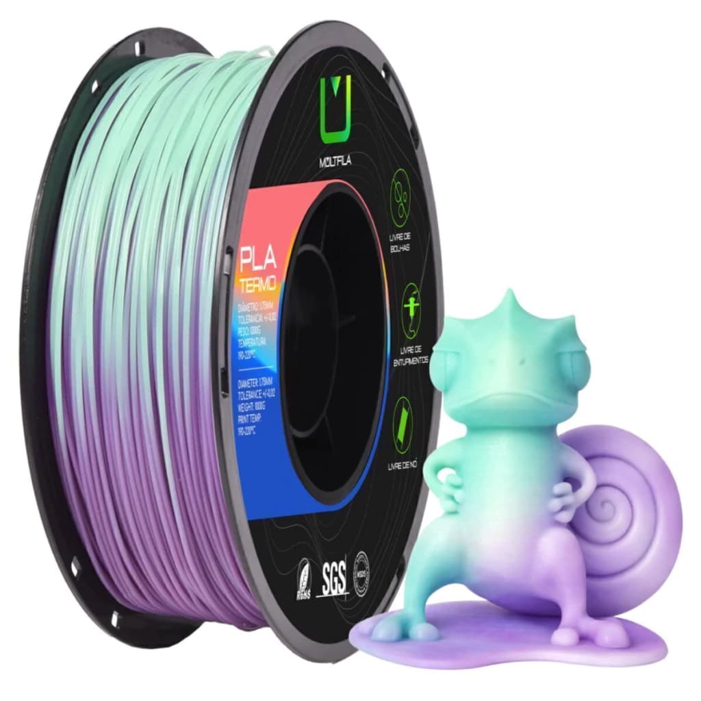 Filamento Pla Termo Roxo e Verde 1kg Multfila Para Impressora 3d 1.75mm