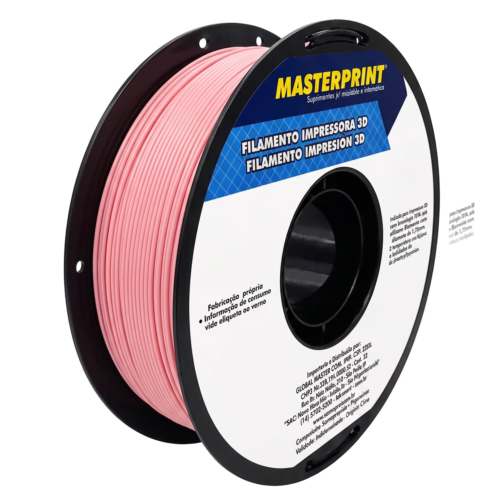 Filamento Pla Rosa 1kg Masterprint Para Impressora 3d 1.75mm