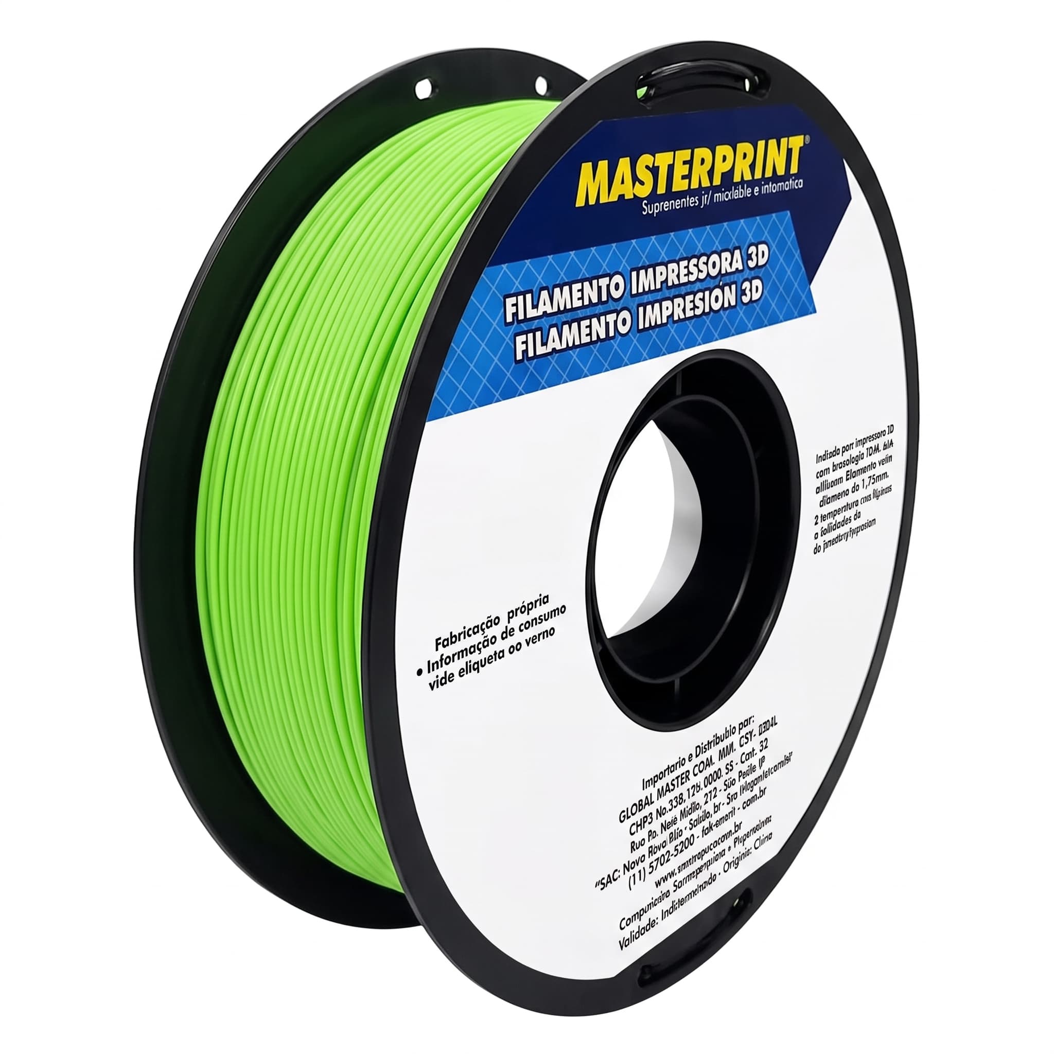 Filamento Pla Verde 1kg Masterprint Para Impressora 3d 1.75mm