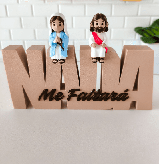 Letreiro Biblico - Nada me Faltará + Mini Jesus