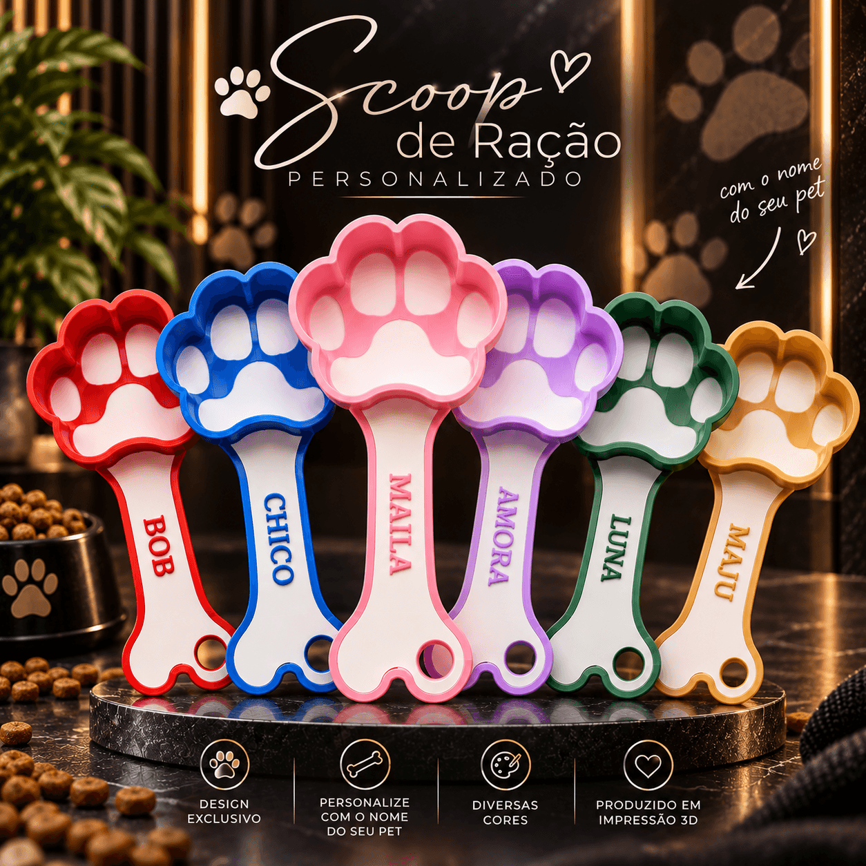 🐾 Scoop de Ração Personalizado – Patinha