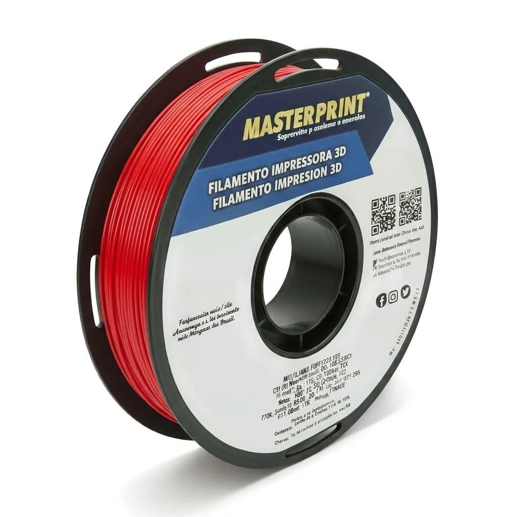Filamento PLA Vermelho Fosco Masterprint 1kg para Impressora 3d 1.75mm