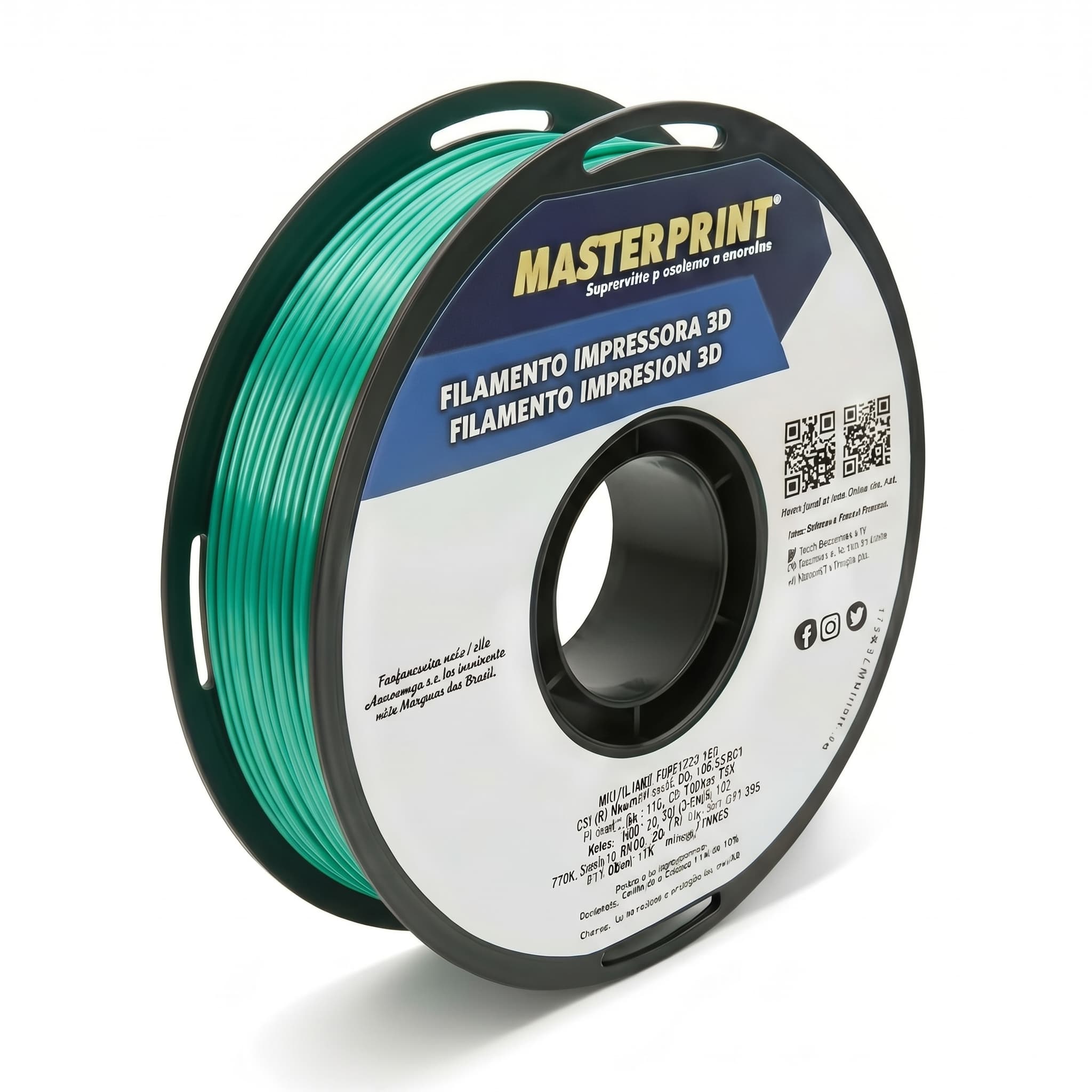 Filamento PLA Silk Verde Masterprint 1kg para Impressora 3d 1.75mm